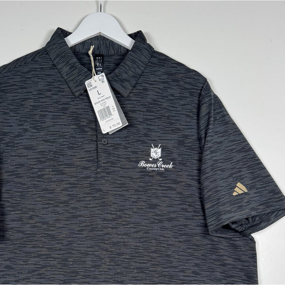 Adidas Mens Large Bowes Creek Country Club Black Space Dye Golf Polo Shirt New